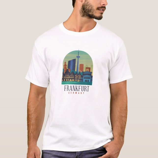 Skyline Architektur Frankfurt Deutschland T-Shirt (Vorderseite)