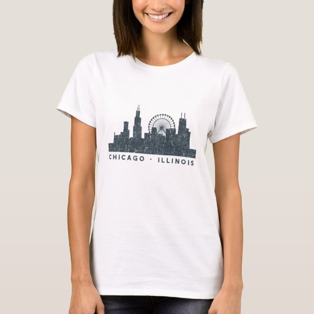 Skyline-Architektur-Kunst-Geschenke Chicagos T-Shirt (Vorderseite)