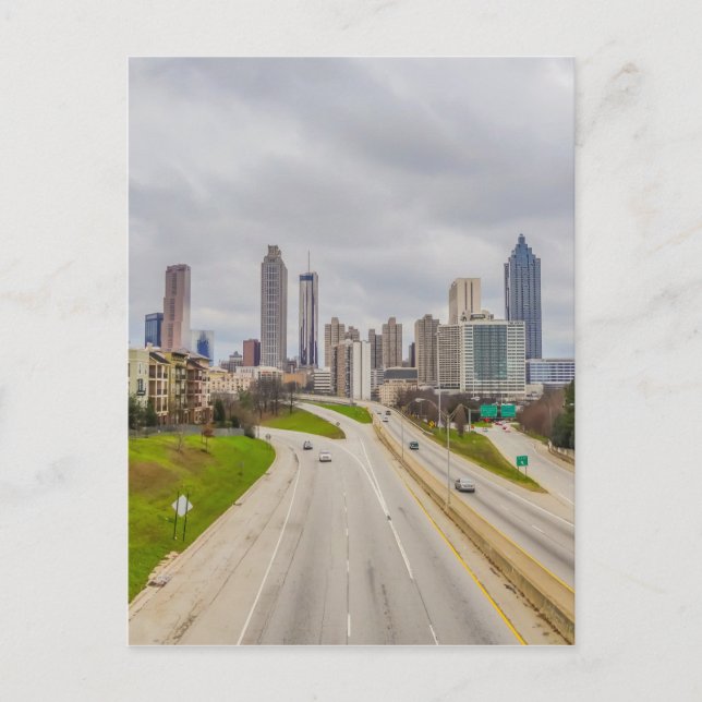Skyline Atlanta über Autobahn Postkarte (Vorderseite)