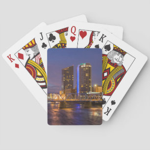 Skyline bei Dämmerung, am Grand River Spielkarten