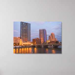 Skyline bei Dusk, am Grand River 2 Leinwanddruck