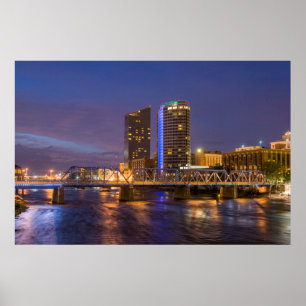 Skyline bei Dusk, am Grand River Poster