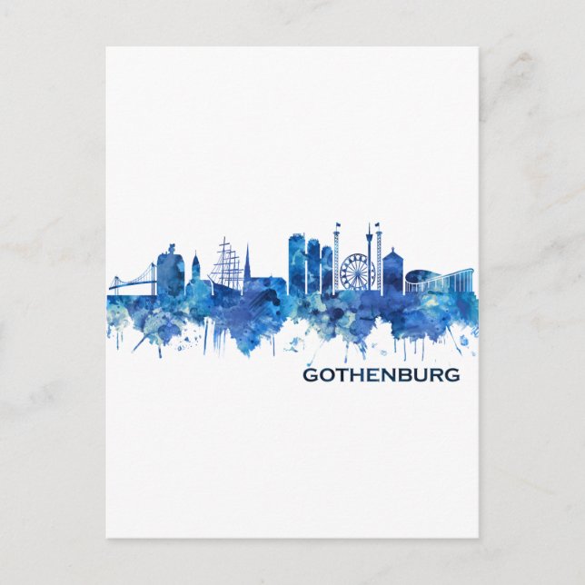 Skyline Blue Einladungspostkarte (Vorderseite)