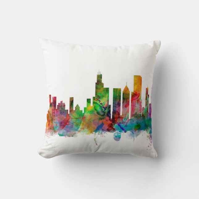 Skyline Chicagos Illinois Kissen (Vorderseite)
