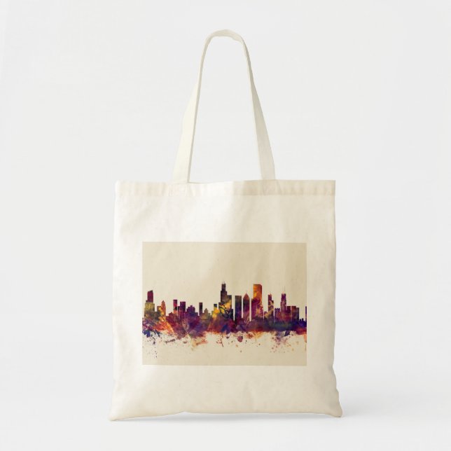 Skyline Chicagos Illinois Tragetasche (Vorne)