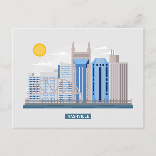 Skyline City Landschaft | Nashville, Tennessee Postkarte (Vorderseite)