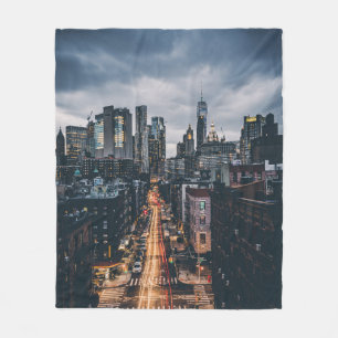 SKYLINE CITY SCENERY VIEW VON MANHATTAN BRIDG FLEECEDECKE