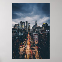 SKYLINE CITY SCENERY VIEW VON MANHATTAN BRIDG