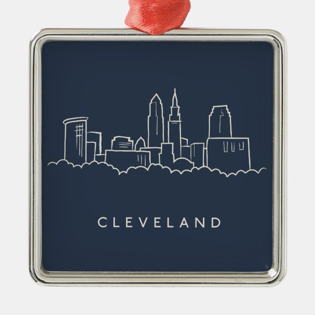 Skyline Clevelands Ohio Ornament Aus Metall (Vorne)