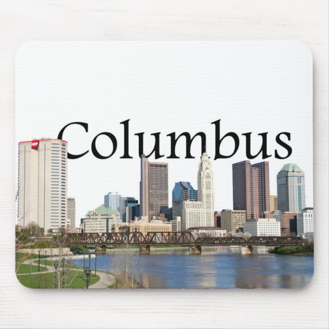 Skyline Columbus Ohio mit Columbus im Himmel Mousepad (Vorne)