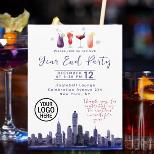 Skyline Company Year End Party Einladung Postcard Postkarte