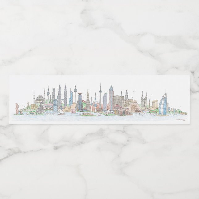 Skyline der Aufkleber der Welt (Einzelnes Label)