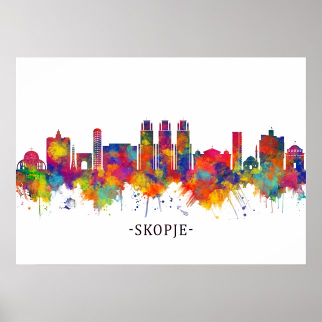 Skyline der Republik Mazedonien Poster (Vorne)