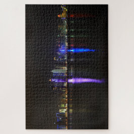 Skyline des beleuchteten Doha, Katar in der Nacht Puzzle