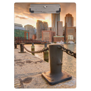 Skyline des Finanzbezirkes von Boston Klemmbrett