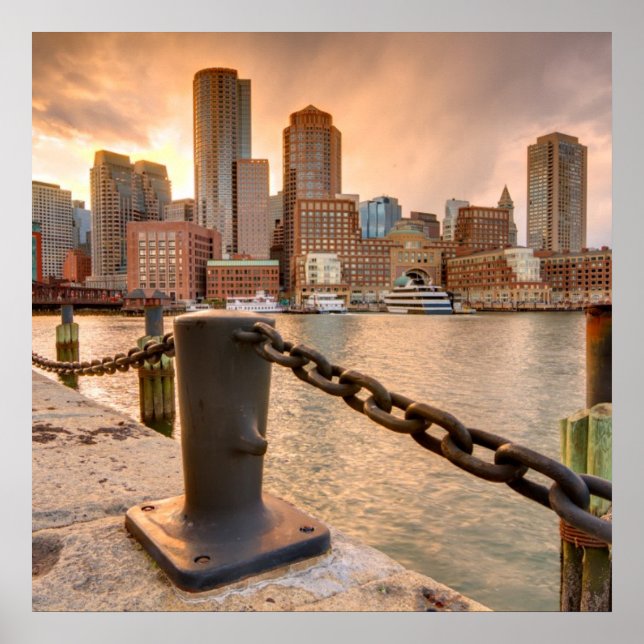 Skyline des Finanzviertels von Boston Poster (Vorne)