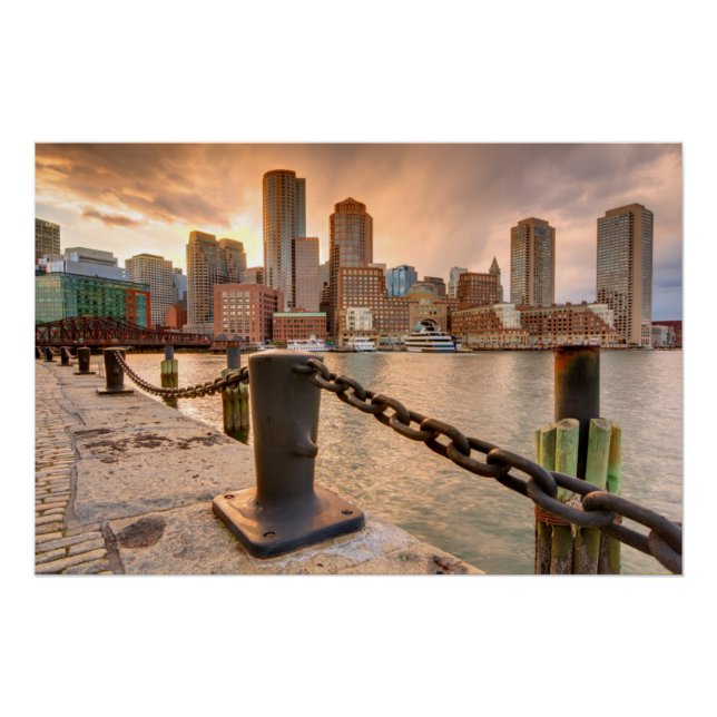 Skyline des Finanzviertels von Boston Poster (Vorderseite)