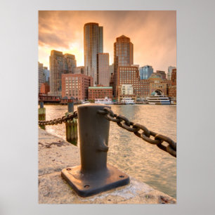 Skyline des Finanzviertels von Boston Poster