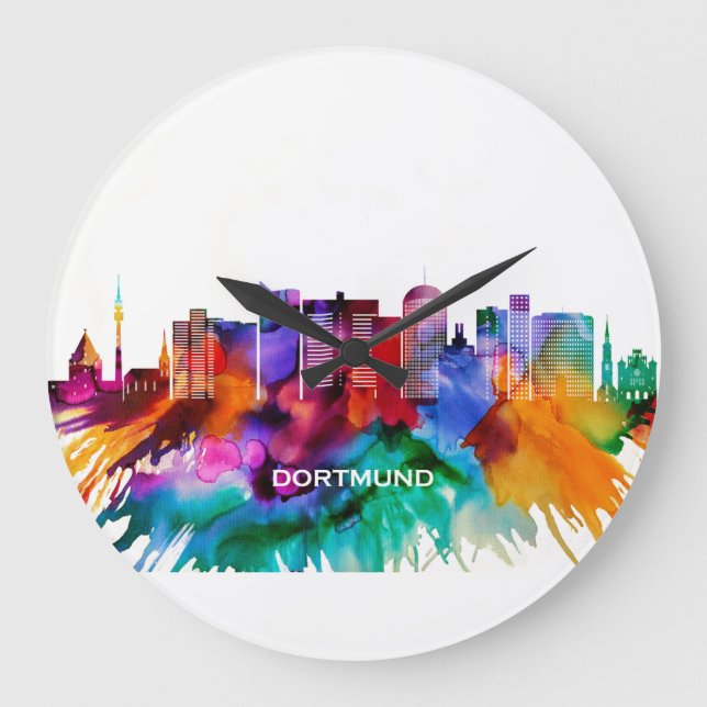 Skyline Dortmund Große Wanduhr (Vorderseite)