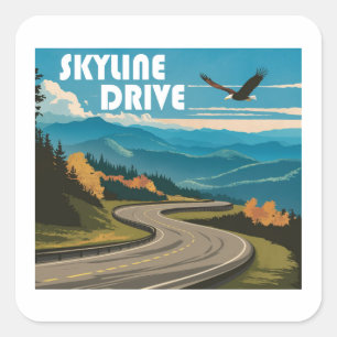 Skyline Drive Virginia Eagle Quadratischer Aufkleber