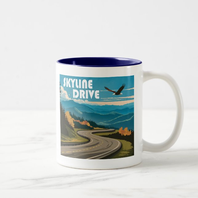 Skyline Drive Virginia Eagle Zweifarbige Tasse (Rechts)