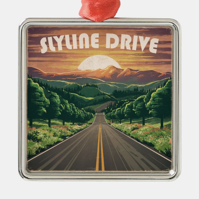 Skyline Drive Virginia Sunset Ornament Aus Metall (Vorne)