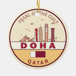 Skyline-Emblem in Doha-Katar Keramik Ornament