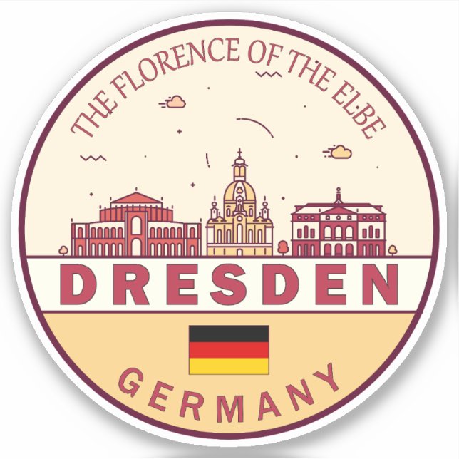 Skyline-Emblem in Dresden Aufkleber (Vorderseite)