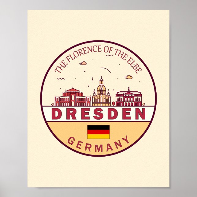 Skyline-Emblem in Dresden Poster (Vorne)