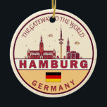 Skyline-Emblem in Hamburg Keramik Ornament<br><div class="desc">Hamburg minimalistisches,  farbenfrohes Kunstdesign mit Denkmälern und Sehenswürdigkeiten der Stadt in Deutschland.</div>
