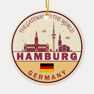 Skyline-Emblem in Hamburg Keramik Ornament