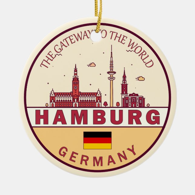 Skyline-Emblem in Hamburg Keramik Ornament (Vorne)