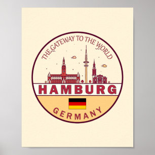 Skyline-Emblem in Hamburg Poster