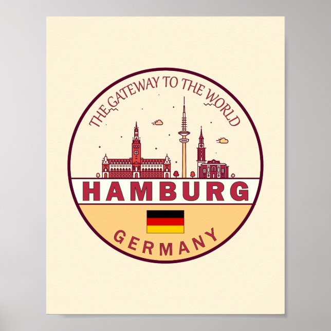 Skyline-Emblem in Hamburg Poster (Vorne)