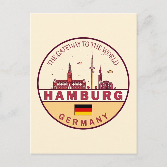 Skyline-Emblem in Hamburg Postkarte (Vorderseite)