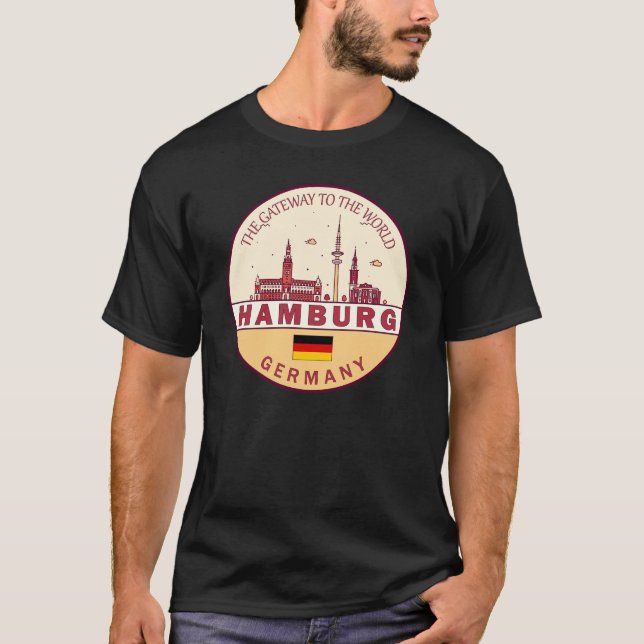 Skyline-Emblem in Hamburg T-Shirt (Vorderseite)