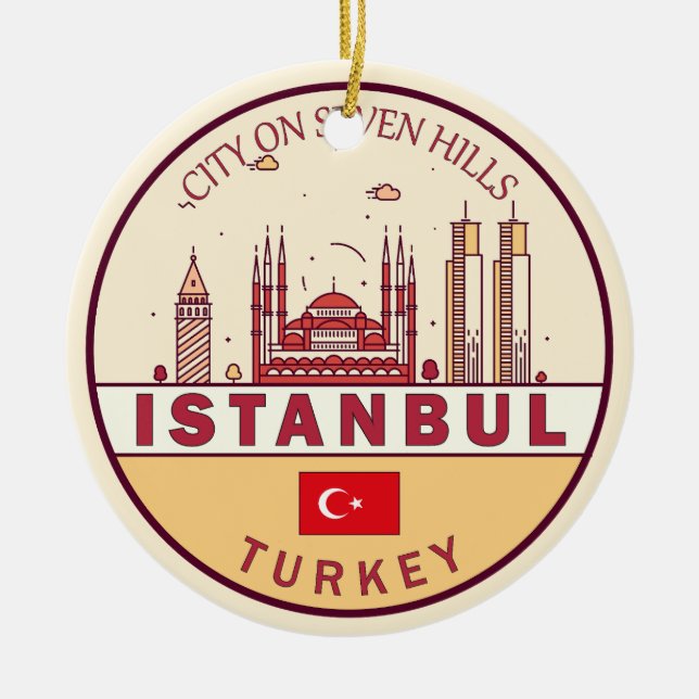 Skyline-Emblem in Istanbul, Türkei Keramik Ornament (Vorne)