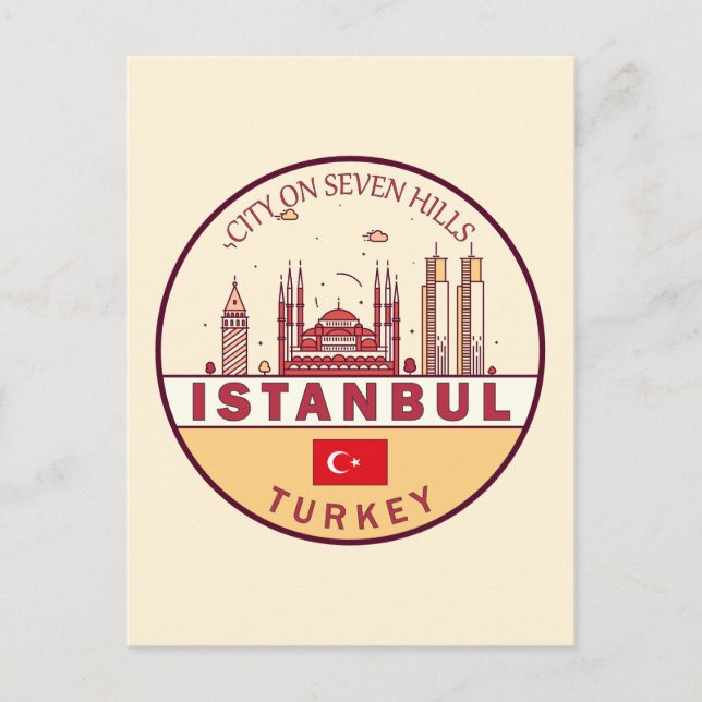 Skyline-Emblem in Istanbul, Türkei Postkarte (Vorderseite)
