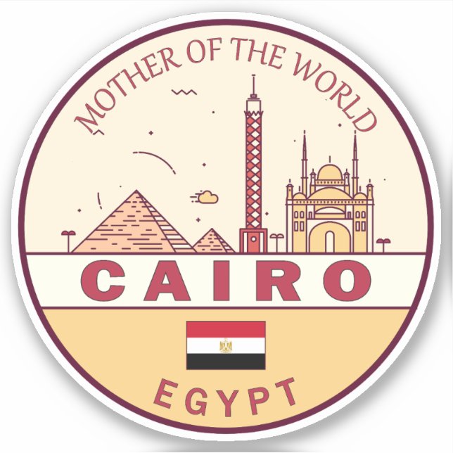 Skyline-Emblem in Kairo Ägypten Aufkleber (Vorderseite)