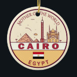 Skyline-Emblem in Kairo Ägypten Keramik Ornament<br><div class="desc">Kairo minimalistisches,  farbenfrohes Kunstdesign mit Denkmälern und Sehenswürdigkeiten der Stadt in Ägypten.</div>