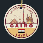 Skyline-Emblem in Kairo Ägypten Keramik Ornament<br><div class="desc">Kairo minimalistisches,  farbenfrohes Kunstdesign mit Denkmälern und Sehenswürdigkeiten der Stadt in Ägypten.</div>