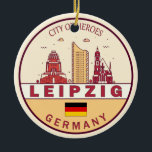Skyline-Emblem in Leipzig Keramik Ornament<br><div class="desc">Leipzig minimalistisches,  farbenfrohes Kunstdesign mit Denkmälern und Sehenswürdigkeiten der Stadt in Deutschland.</div>