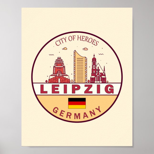 Skyline-Emblem in Leipzig Poster (Vorne)