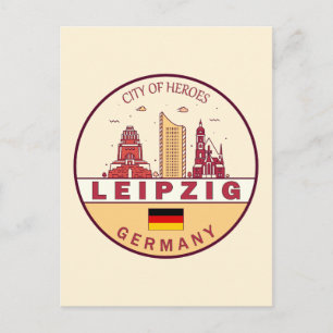 Skyline-Emblem in Leipzig Postkarte