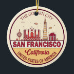 Skyline Emblem in San Francisco, Kalifornien Keramik Ornament<br><div class="desc">San Francisco minimalistisches,  farbenfrohes Kunstdesign mit Denkmälern und Sehenswürdigkeiten der Stadt in Kalifornien.</div>