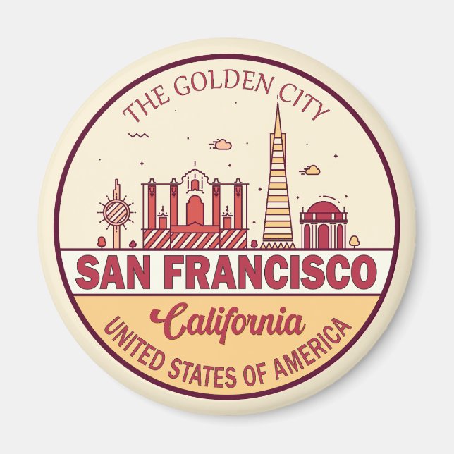 Skyline Emblem in San Francisco, Kalifornien Magnet (Vorne)