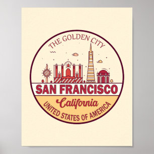 Skyline Emblem in San Francisco, Kalifornien Poster