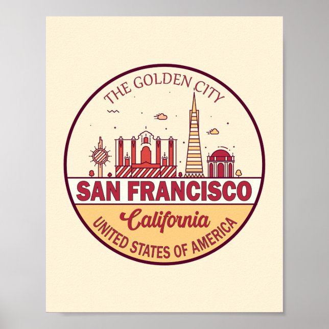 Skyline Emblem in San Francisco, Kalifornien Poster (Vorne)