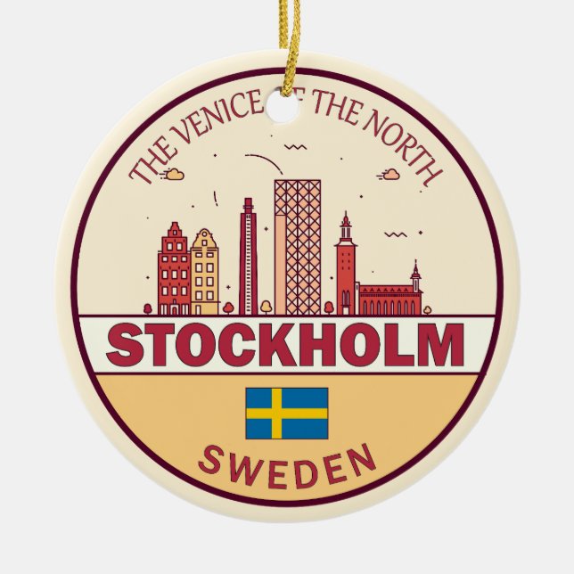 Skyline-Emblem in Stockholm Keramik Ornament (Vorne)