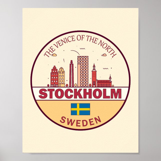 Skyline-Emblem in Stockholm Poster (Vorne)